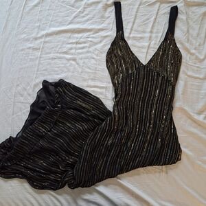 Zara Black Dress with Gold Sequin Stripes